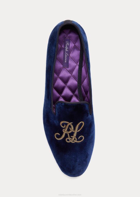 marine flåde Kvinder Ralph Lauren alonzo-broderet fløjlssko Z426B9678