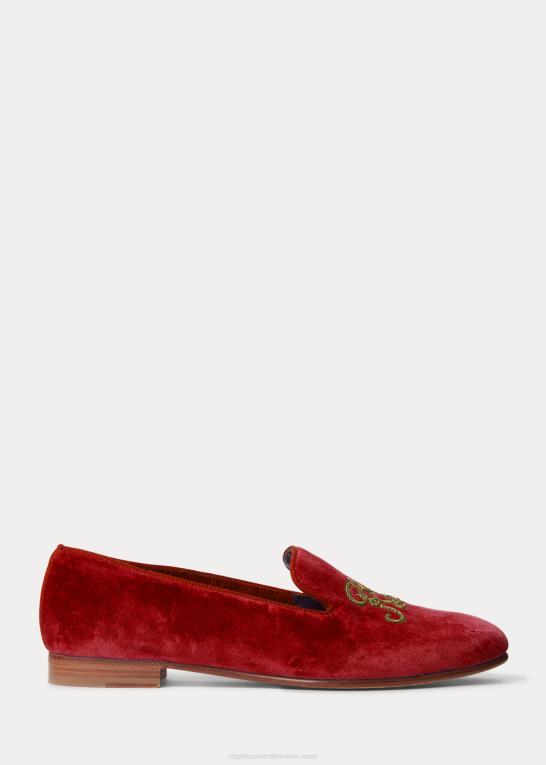 rouge Kvinder Ralph Lauren alonzo-broderet fløjlssko Z426B9686