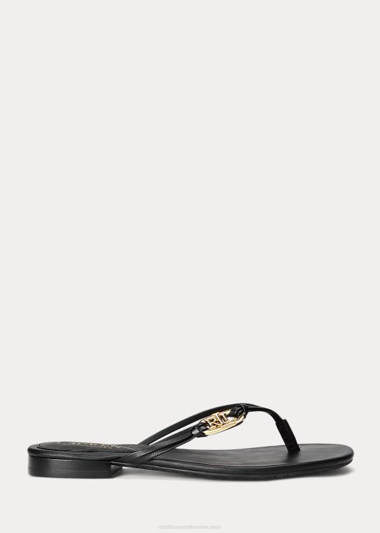 sort Kvinder Ralph Lauren emalia nappa læder flip-flop Z426B9604