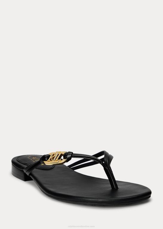 sort Kvinder Ralph Lauren emalia nappa læder flip-flop Z426B9604