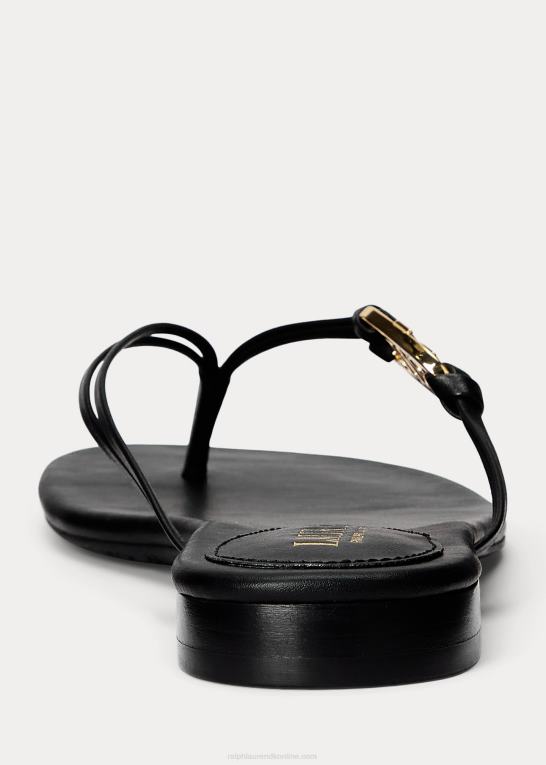 sort Kvinder Ralph Lauren emalia nappa læder flip-flop Z426B9604