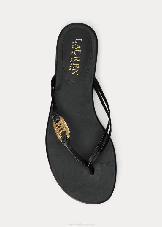 sort Kvinder Ralph Lauren emalia nappa læder flip-flop Z426B9604