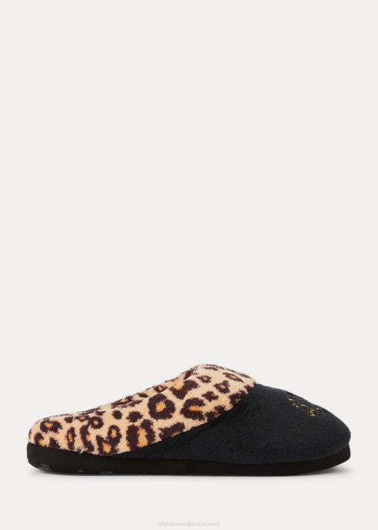 sort Kvinder Ralph Lauren leopard logo hjemmesko Z426B9717