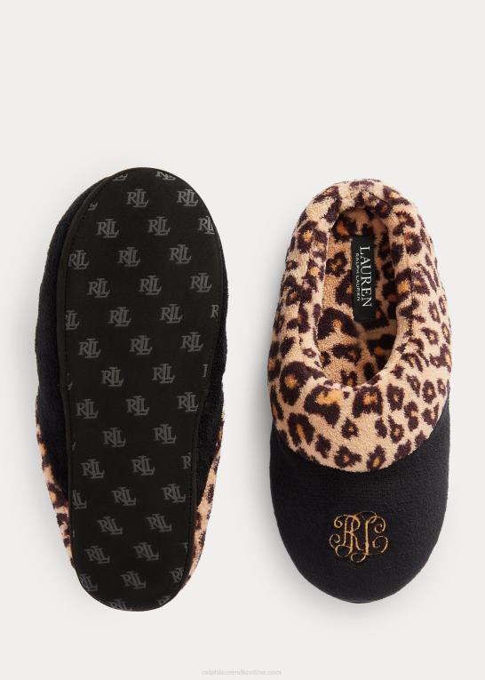 sort Kvinder Ralph Lauren leopard logo hjemmesko Z426B9717