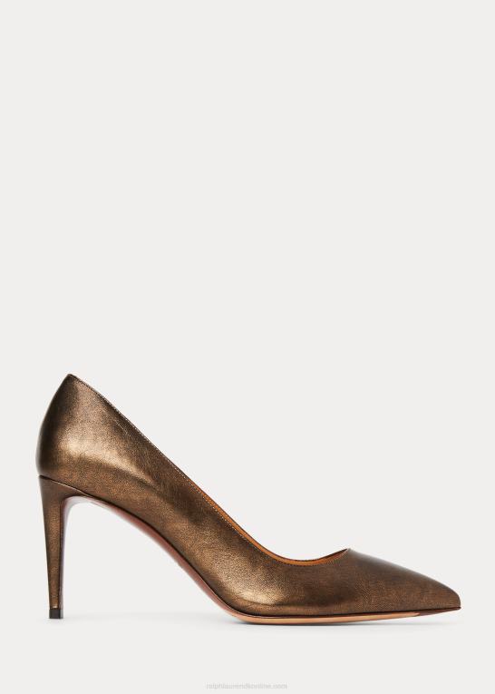 bronze Kvinder Ralph Lauren armissa metallisk kalveskindspumpe Z426B9695