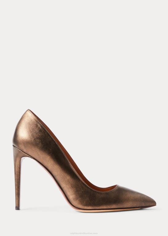 bronze Kvinder Ralph Lauren celia metallisk kalveskindspumpe Z426B9696