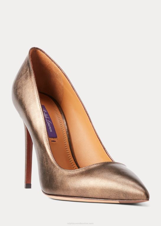 bronze Kvinder Ralph Lauren celia metallisk kalveskindspumpe Z426B9696