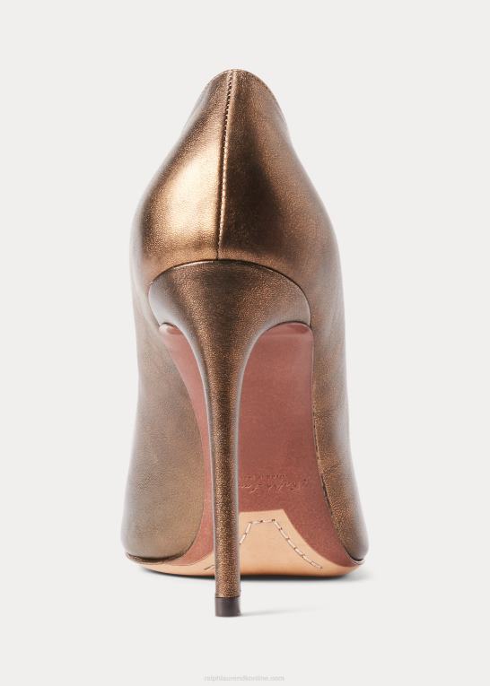 bronze Kvinder Ralph Lauren celia metallisk kalveskindspumpe Z426B9696