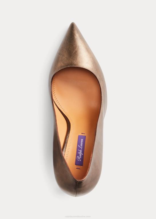 bronze Kvinder Ralph Lauren celia metallisk kalveskindspumpe Z426B9696