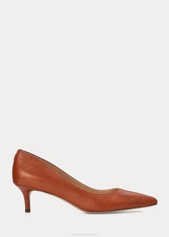 dyb sadelbrun Kvinder Ralph Lauren adrienne læder pumpe Z426B5095