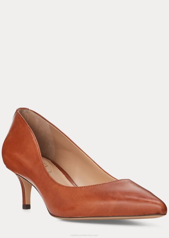 dyb sadelbrun Kvinder Ralph Lauren adrienne læder pumpe Z426B5095