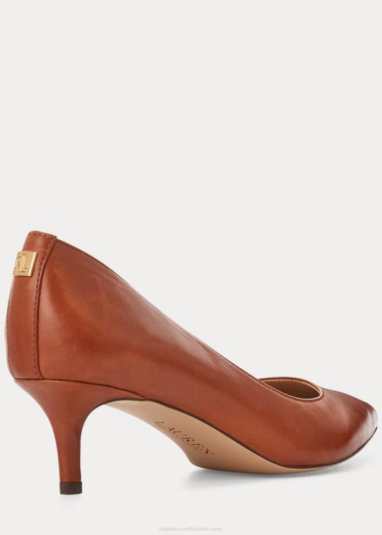 dyb sadelbrun Kvinder Ralph Lauren adrienne læder pumpe Z426B5095