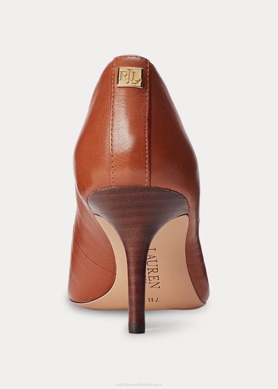 dyb sadelbrun Kvinder Ralph Lauren lanette læder pumpe Z426B5096