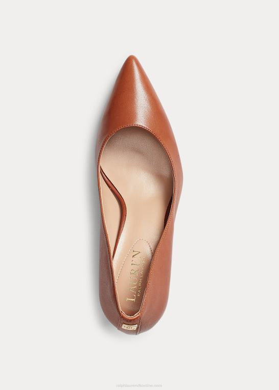dyb sadelbrun Kvinder Ralph Lauren lanette læder pumpe Z426B5096