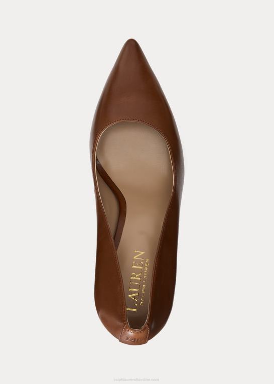 dyb sadelbrun Kvinder Ralph Lauren lindella ii pumpe i poleret læder Z426B5101