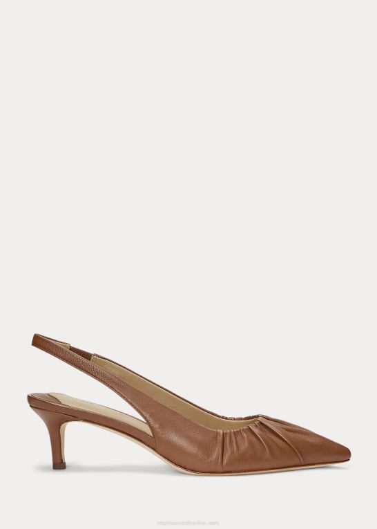dyb sadelbrun Kvinder Ralph Lauren lolah nappa læder slingback pumpe Z426B5031