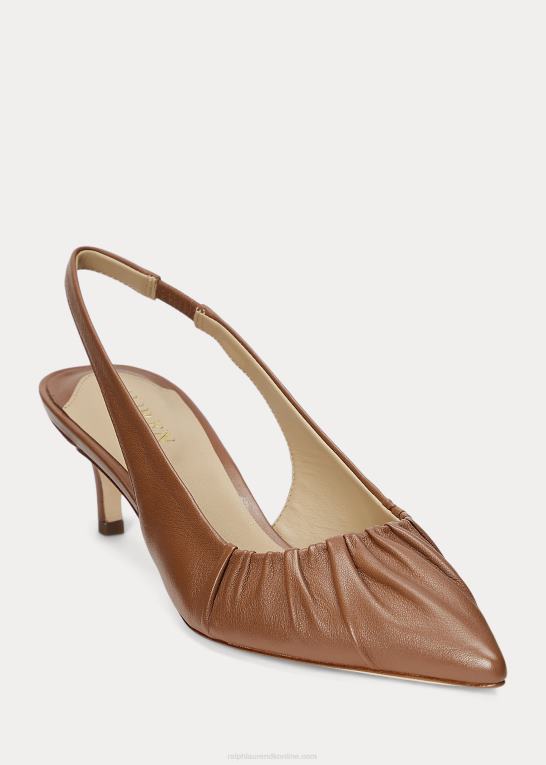 dyb sadelbrun Kvinder Ralph Lauren lolah nappa læder slingback pumpe Z426B5031