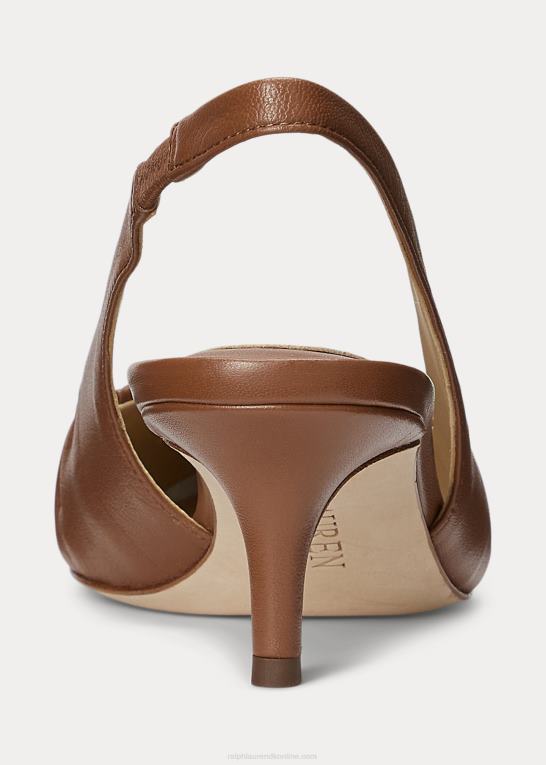 dyb sadelbrun Kvinder Ralph Lauren lolah nappa læder slingback pumpe Z426B5031
