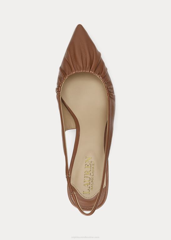 dyb sadelbrun Kvinder Ralph Lauren lolah nappa læder slingback pumpe Z426B5031