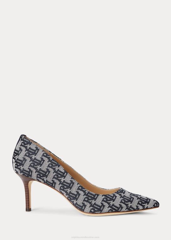 flåde Kvinder Ralph Lauren lanette monogram jacquard pumpe Z426B5107