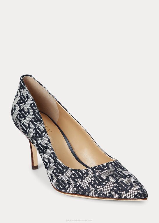 flåde Kvinder Ralph Lauren lanette monogram jacquard pumpe Z426B5107