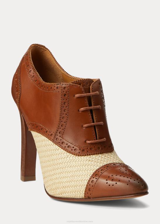 natur/guld Kvinder Ralph Lauren cerri raffia & poleret kalveskindspumpe Z426B9703