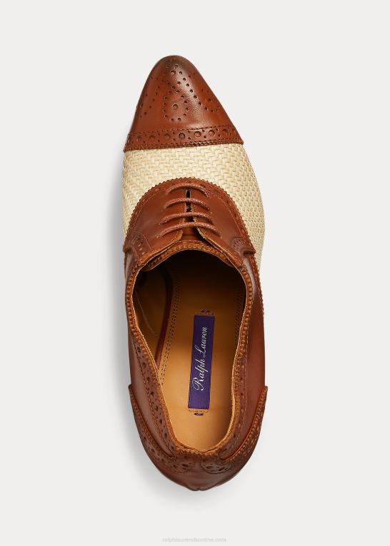 natur/guld Kvinder Ralph Lauren cerri raffia & poleret kalveskindspumpe Z426B9703