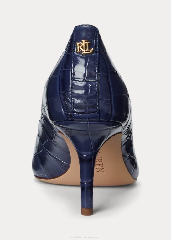 raffineret flåde Kvinder Ralph Lauren lanette-præget læderpumpe Z426B5100