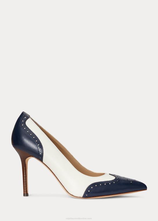 raffineret navy/vanilje Kvinder Ralph Lauren lynden nappa & poleret læder pumpe Z426B5106