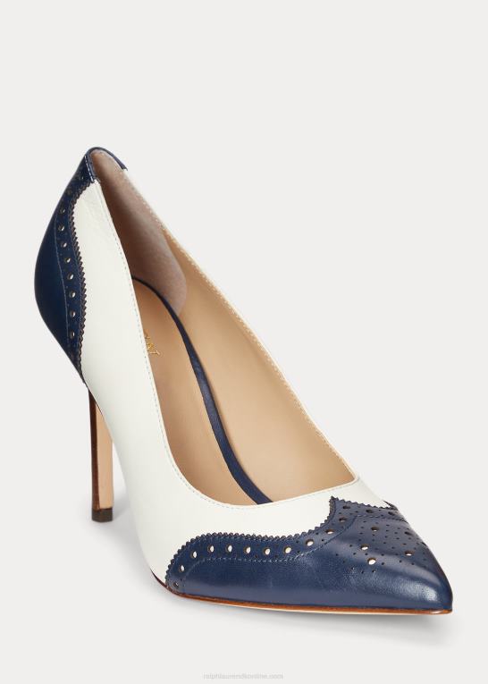raffineret navy/vanilje Kvinder Ralph Lauren lynden nappa & poleret læder pumpe Z426B5106