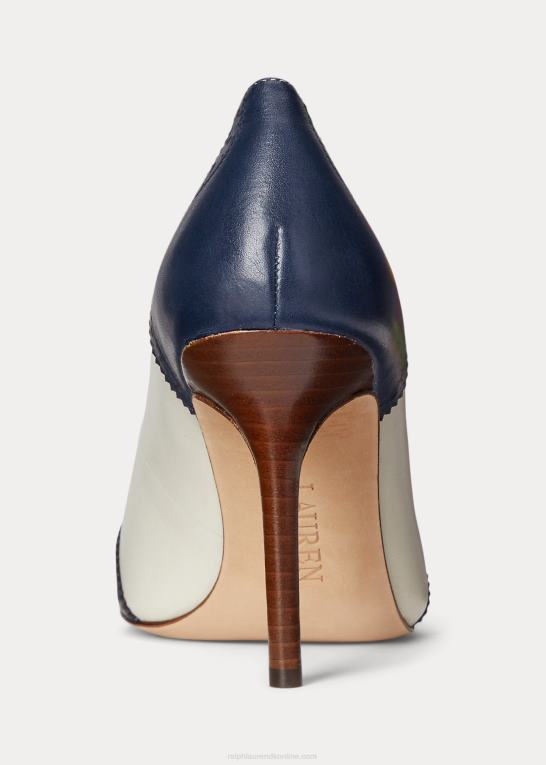raffineret navy/vanilje Kvinder Ralph Lauren lynden nappa & poleret læder pumpe Z426B5106