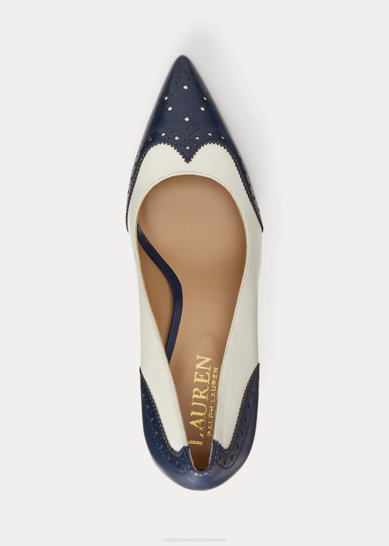 raffineret navy/vanilje Kvinder Ralph Lauren lynden nappa & poleret læder pumpe Z426B5106