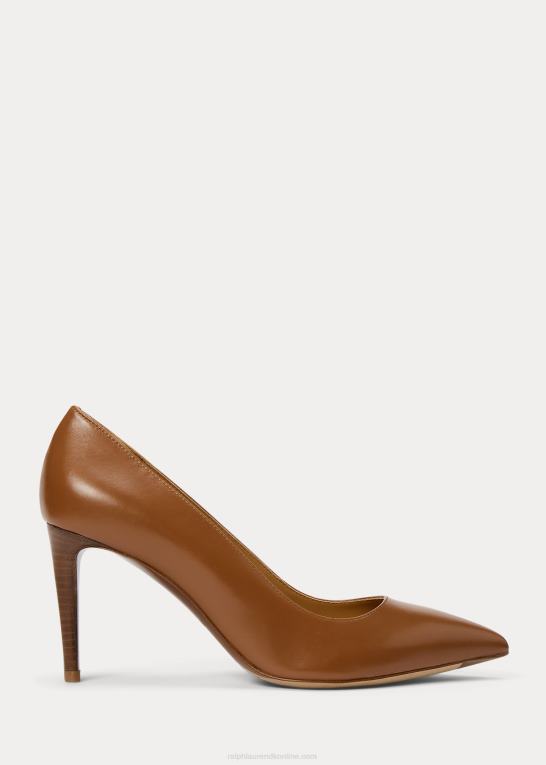 rl guld Kvinder Ralph Lauren armissa kalveskindspumpe Z426B9697