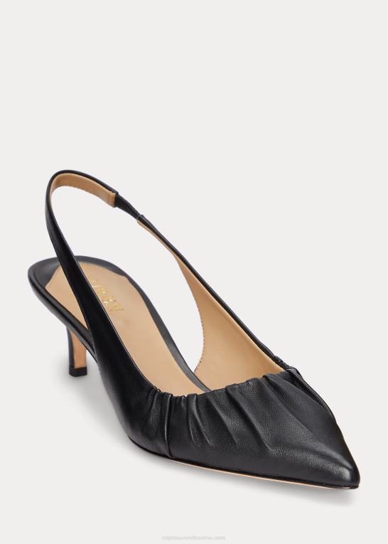 sort Kvinder Ralph Lauren lolah nappa læder slingback pumpe Z426B5030
