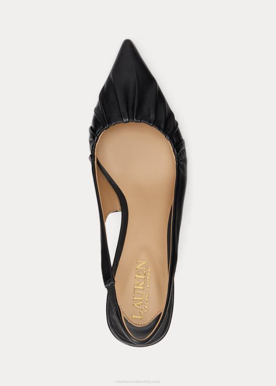 sort Kvinder Ralph Lauren lolah nappa læder slingback pumpe Z426B5030