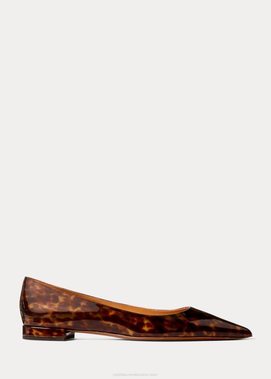 brun multi Kvinder Ralph Lauren kendrya patent kalveskind ballet flad Z426B9673