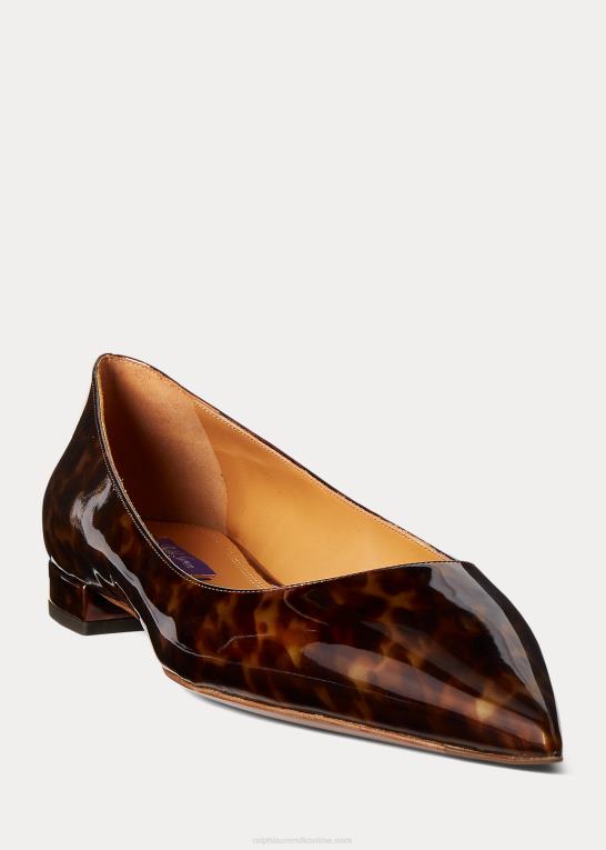brun multi Kvinder Ralph Lauren kendrya patent kalveskind ballet flad Z426B9673