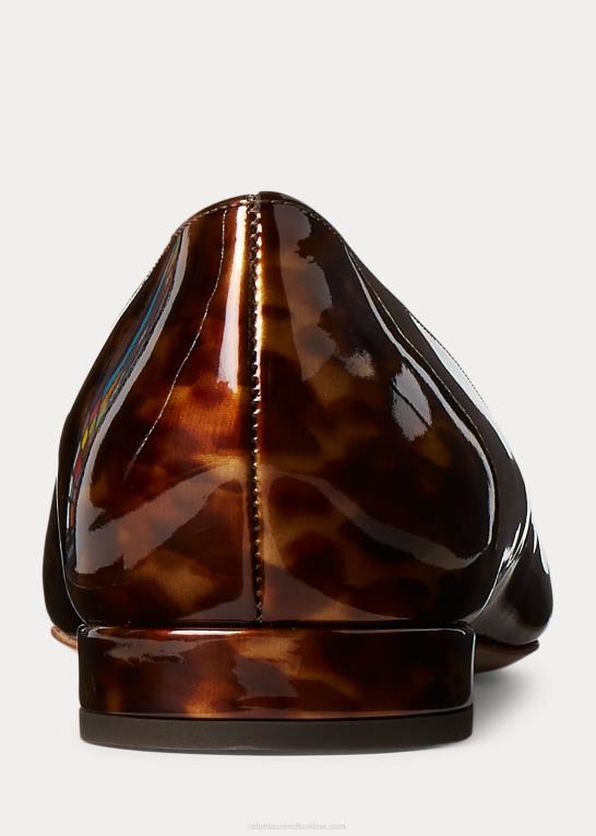 brun multi Kvinder Ralph Lauren kendrya patent kalveskind ballet flad Z426B9673