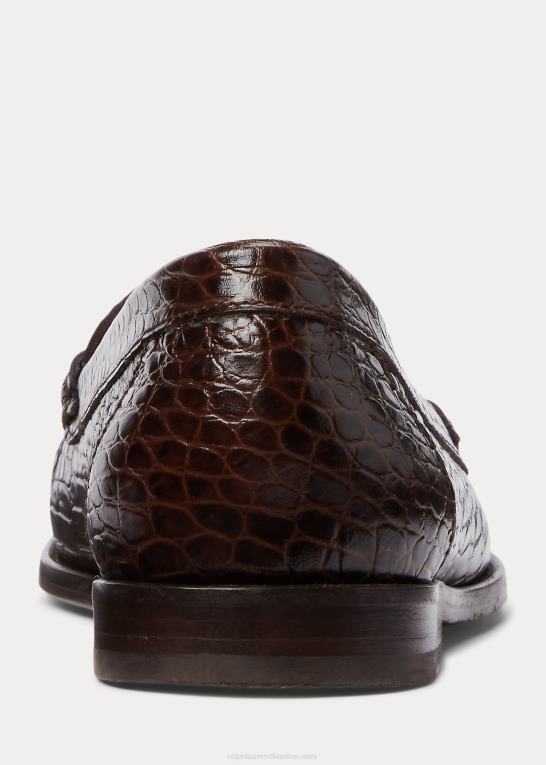 chokolade Kvinder Ralph Lauren loafer med polo id krokodillepræget Z426B9616