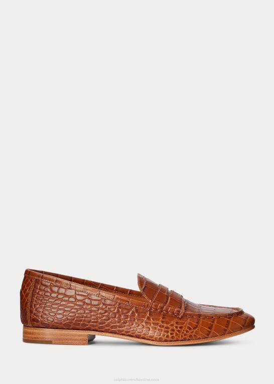 cuoio Kvinder Ralph Lauren loafer i ashtyn præget læder Z426B9615