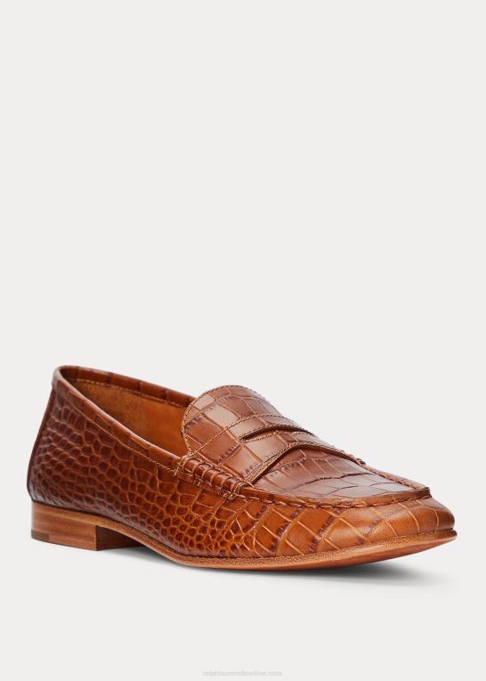 cuoio Kvinder Ralph Lauren loafer i ashtyn præget læder Z426B9615