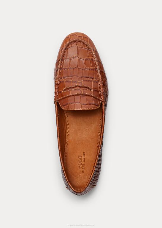 cuoio Kvinder Ralph Lauren loafer i ashtyn præget læder Z426B9615