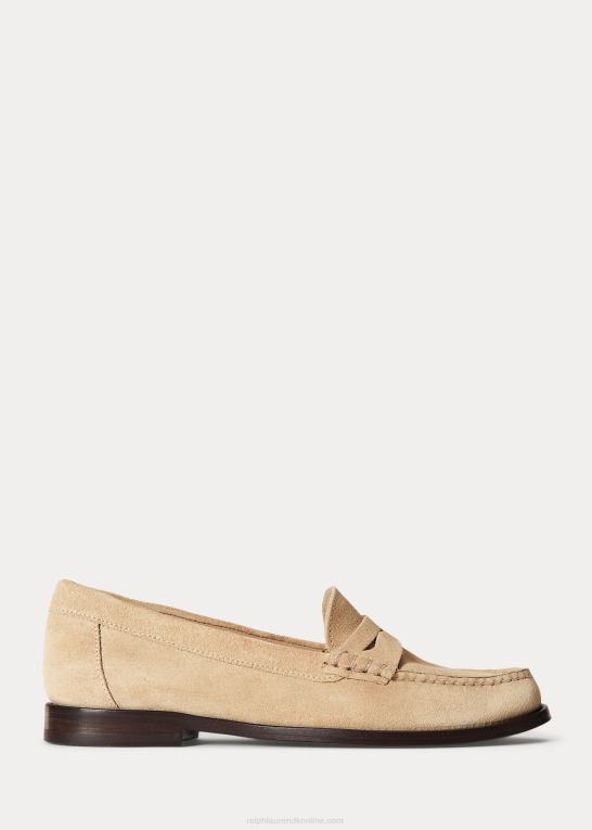 klitbrun Kvinder Ralph Lauren penny loafer i ruskind i kalveskind Z426B9608