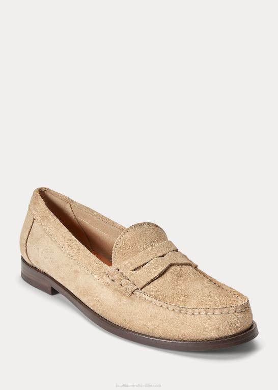 klitbrun Kvinder Ralph Lauren penny loafer i ruskind i kalveskind Z426B9608