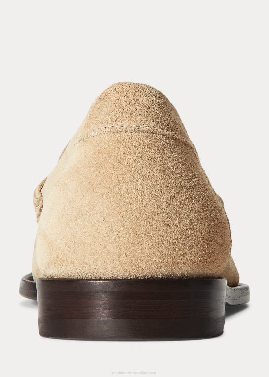klitbrun Kvinder Ralph Lauren penny loafer i ruskind i kalveskind Z426B9608