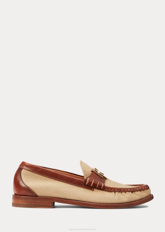 natur/rl guld Kvinder Ralph Lauren harlan canvas & kalveskinds loafer Z426B9689