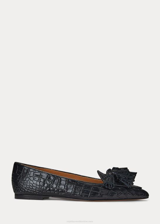 sort Kvinder Ralph Lauren ashtyn loafer i præget læder Z426B9614