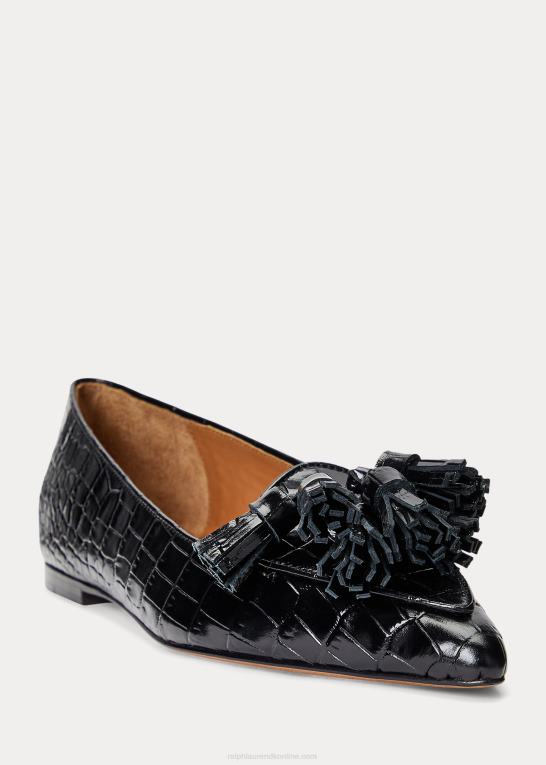 sort Kvinder Ralph Lauren ashtyn loafer i præget læder Z426B9614