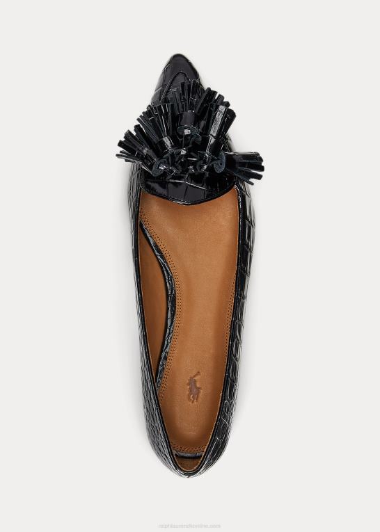 sort Kvinder Ralph Lauren ashtyn loafer i præget læder Z426B9614