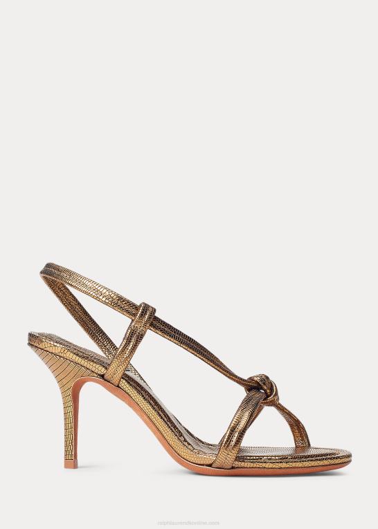 Kvinder Ralph Lauren metallisk sandal i kalveskind Z426B5108